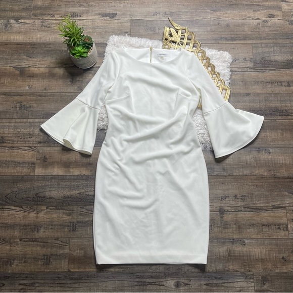 Calvin Klein Dresses & Skirts - Calvin Klein White Sheath Flare Dress